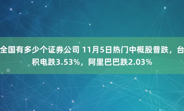 全国有多少个证券公司 11月5日热门中概股普跌，台积电跌3.53%，阿里巴巴跌2.03%